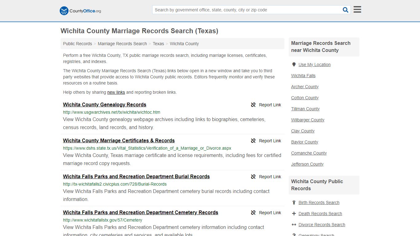 Wichita County Marriage Records Search (Texas) - County Office